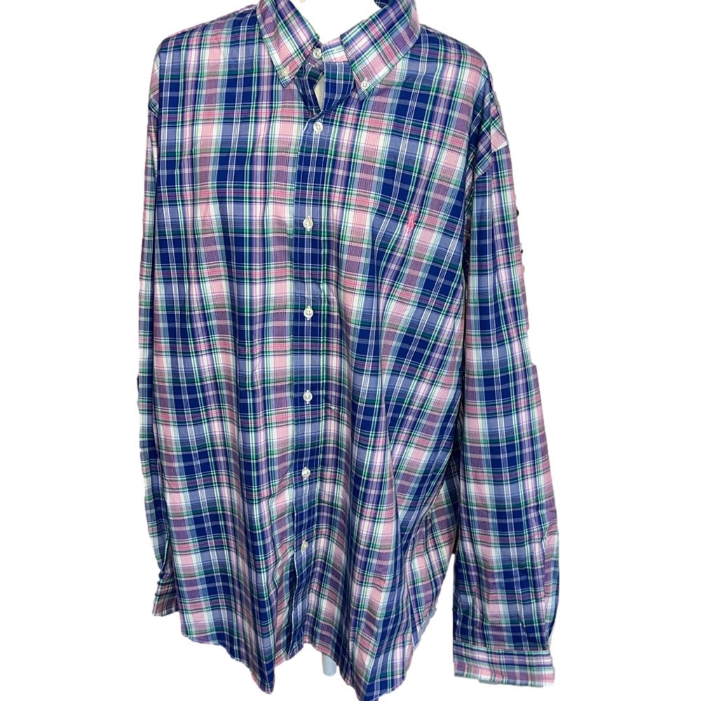 Ralph Lauren Classic Fit Cotton Long Sleeve Plaid Shirt XXL TTG